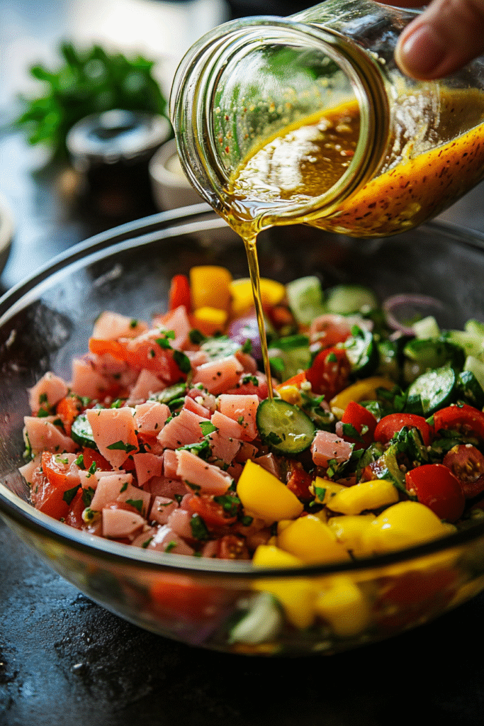 Meal prepped Mediterranean Tuna Salad in storage containers