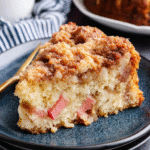 Slice of Double Crumb Rhubarb Coffee Cake