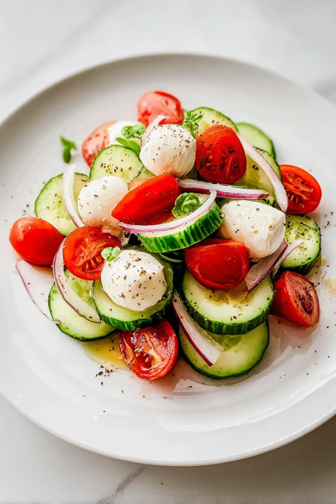 Cucumber Caprese Salad - Fresh and Colorful Dish