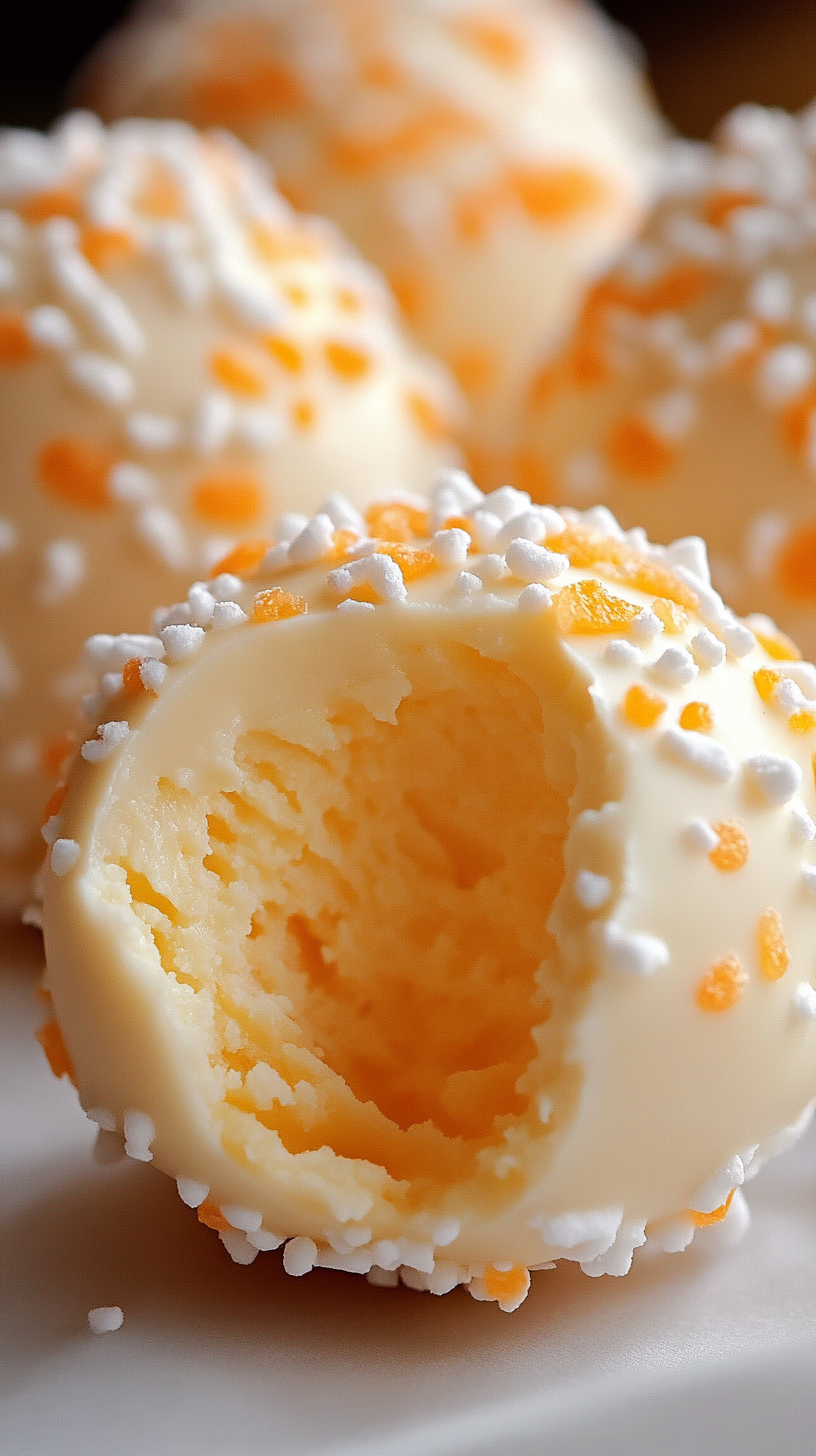 No Bake Orange Creamsicle Truffles Bite