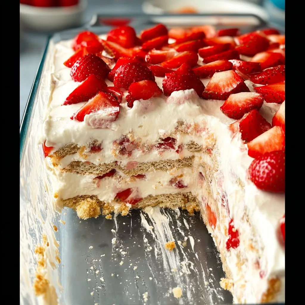 Strawberry Icebox Cake Ready to Serve
