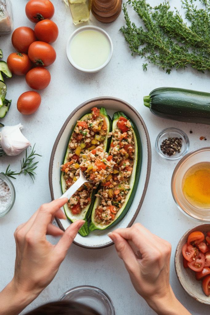 Mediterranean Stuffed Zucchini Boats