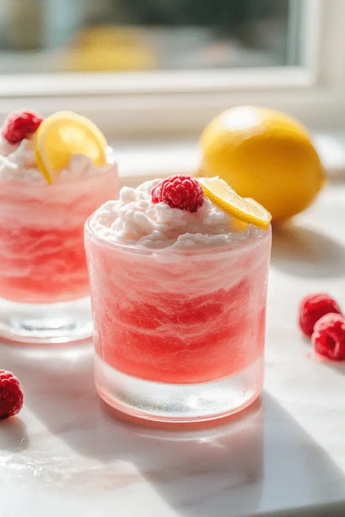 High-Fiber Whipped Raspberry Lemonade in a Glass
