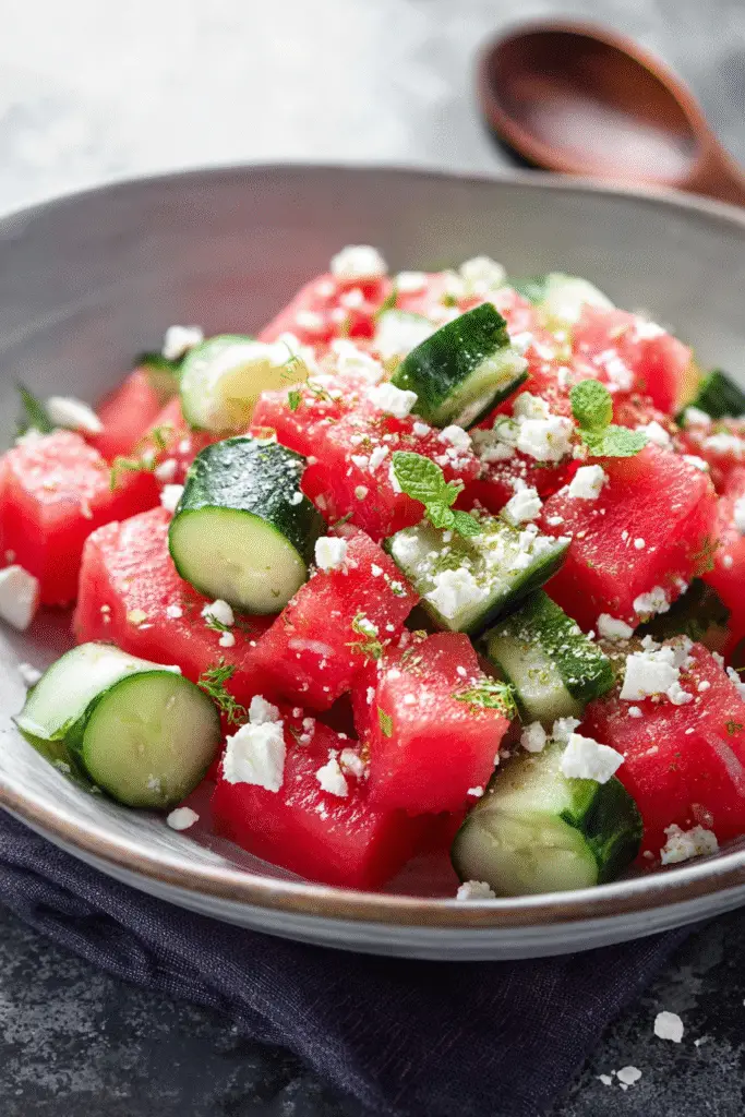 Watermelon Salad with Cucumber and Feta