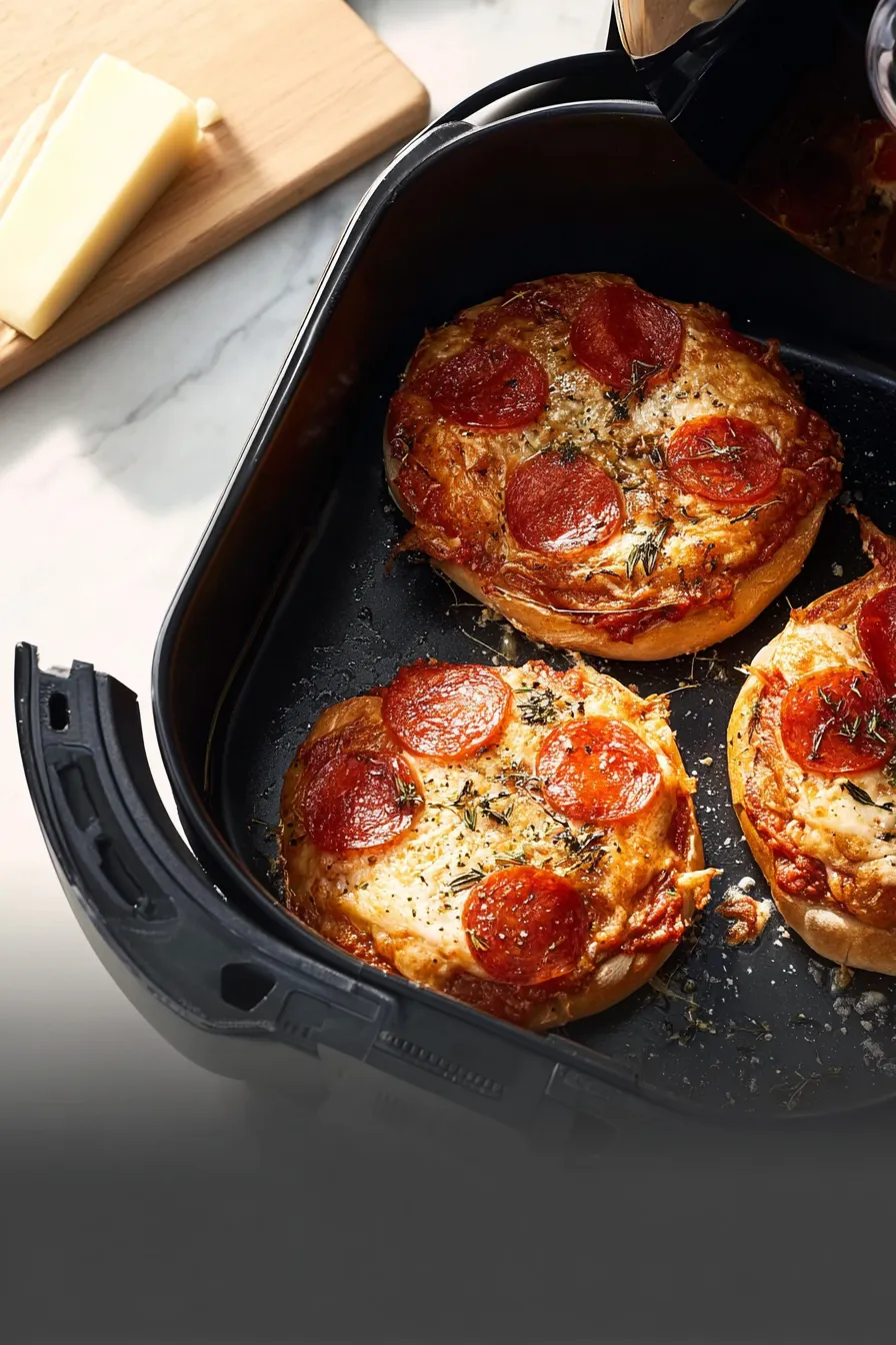 Air Fryer Pizza Bagels Fresh Out of the Air Fryer