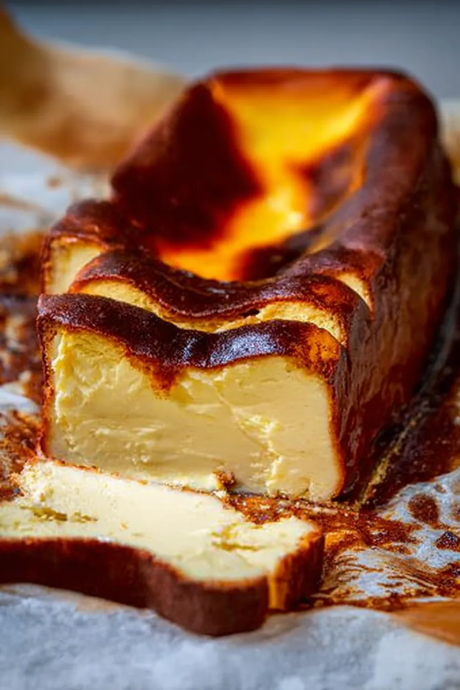 Delicious Burnt Basque Cheesecake in a Loaf Pan