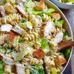 Mouthwatering Chicken Caesar Pasta Salad Close-Up