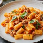 Delicious Creamy Sausage Rigatoni Served in a Bowl