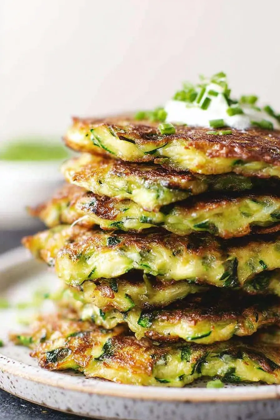 Crispy Zucchini Fritters on a Plate