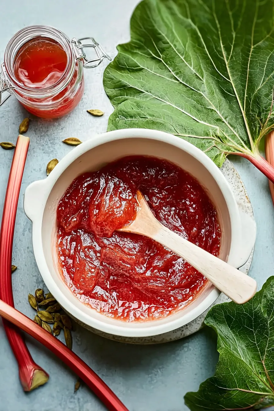 Orange Rhubarb Cardamom Jam in a Jar