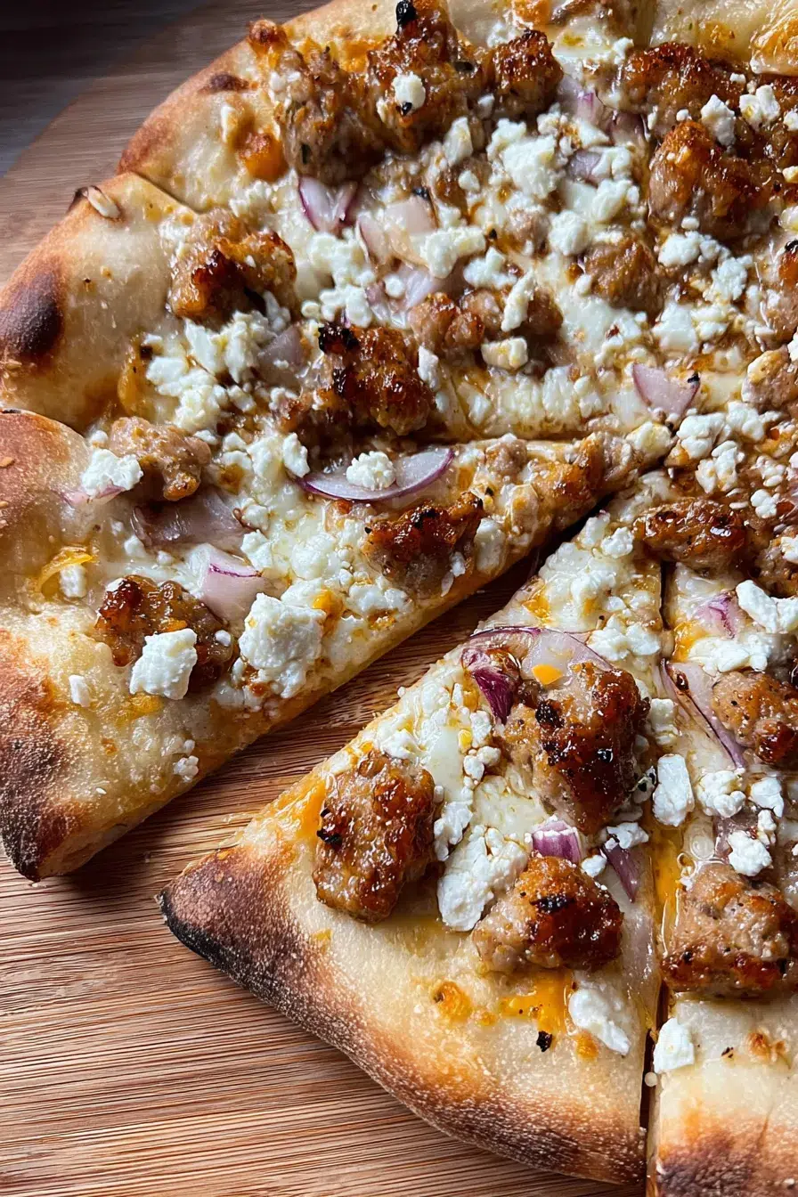 Sausage Feta Honey Pizza - A Delicious Slice