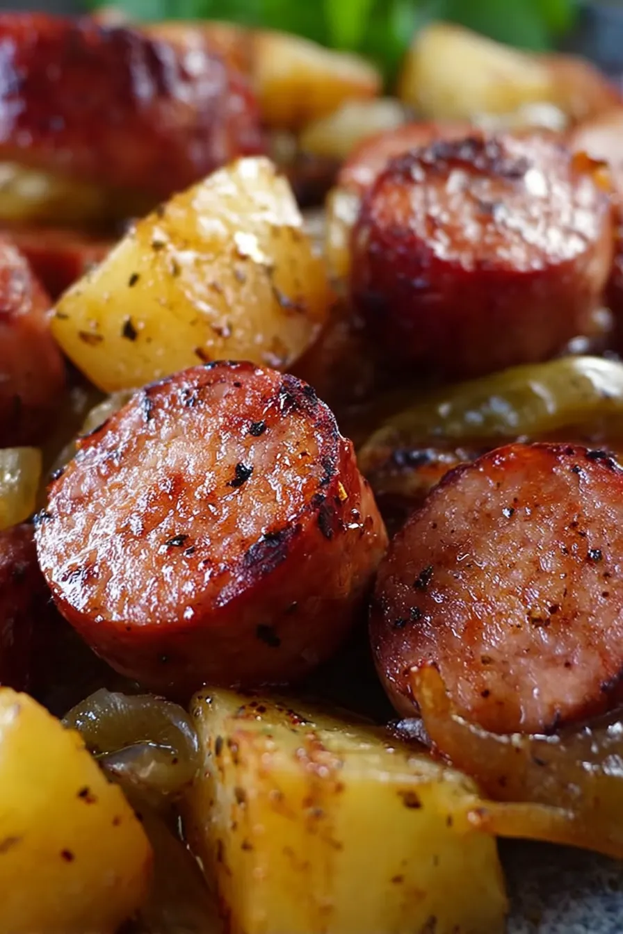 Sheet Pan Sausage and Potatoes Ready to Serve