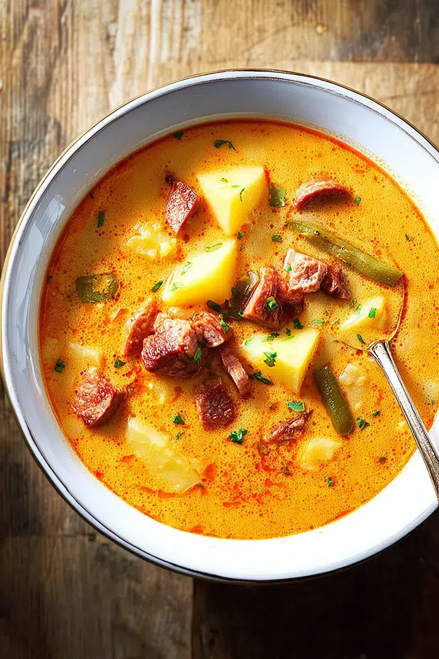 Spanish potato soup with chorizo