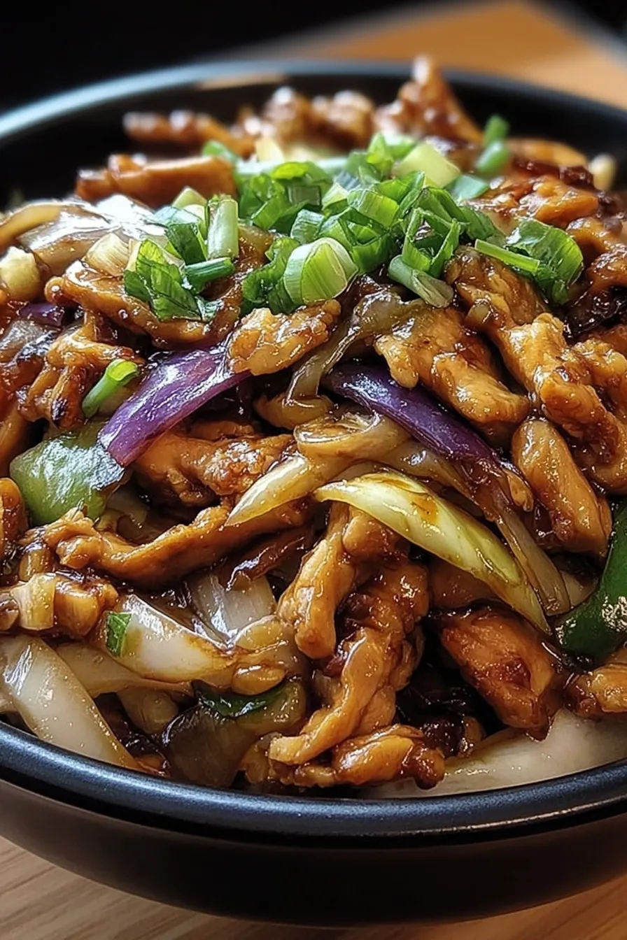 Delicious Moo Shu Chicken on a Plate